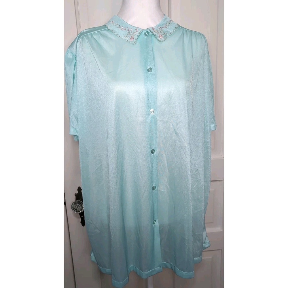 Vtg Carriage Court Semi Sheer Blouse Cottage Core Feminine Women's 2X(1248)